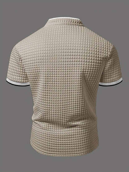 Polo casual para hombre con cuello Henley estilo chic para salidas y uso diario