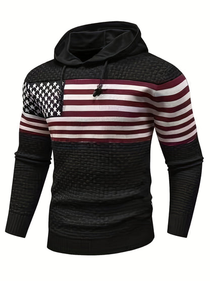 Sweat à Capuche Homme Bicolore Gris Tricot Texturé