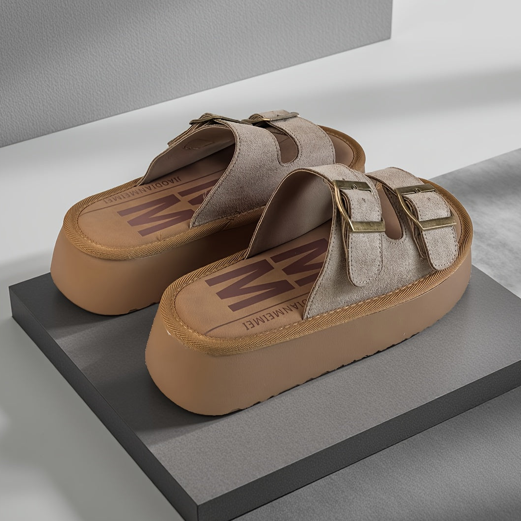 Sandali con zeppa da donna a doppio cinturino stile casual urbano