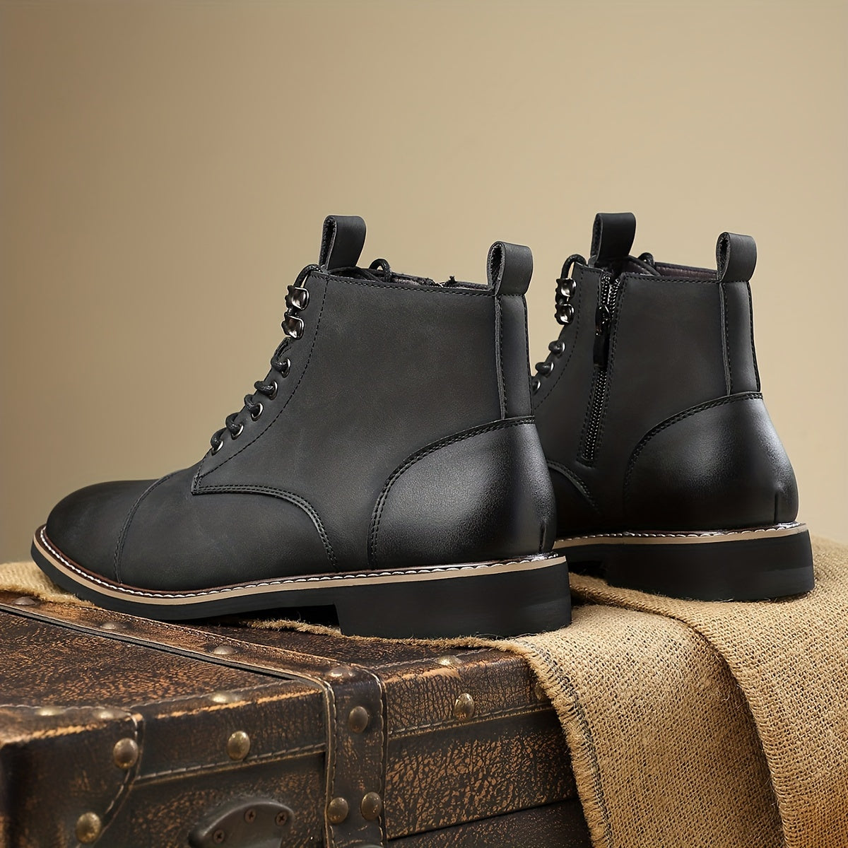 Bottes montantes homme marron lacets style décontracté chic
