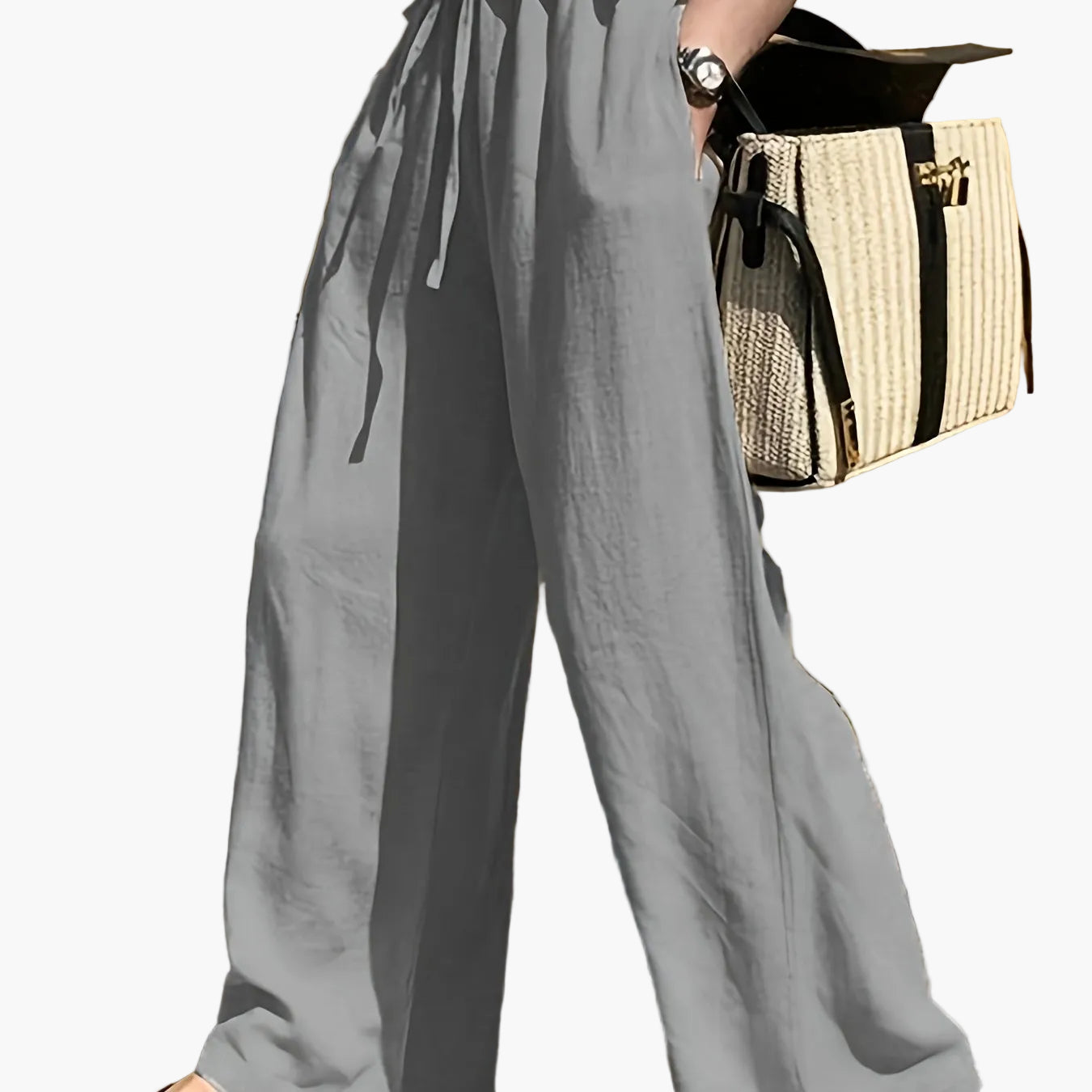 Pantalon large femme style décontracté chic avec taille à cordon – Idéal pour le printemps et l'été