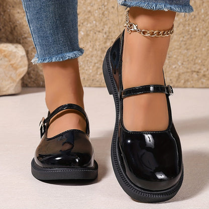Damskie buty Mary Jane w stylu preppy z paskiem, idealne na co dzień i na czas wolny