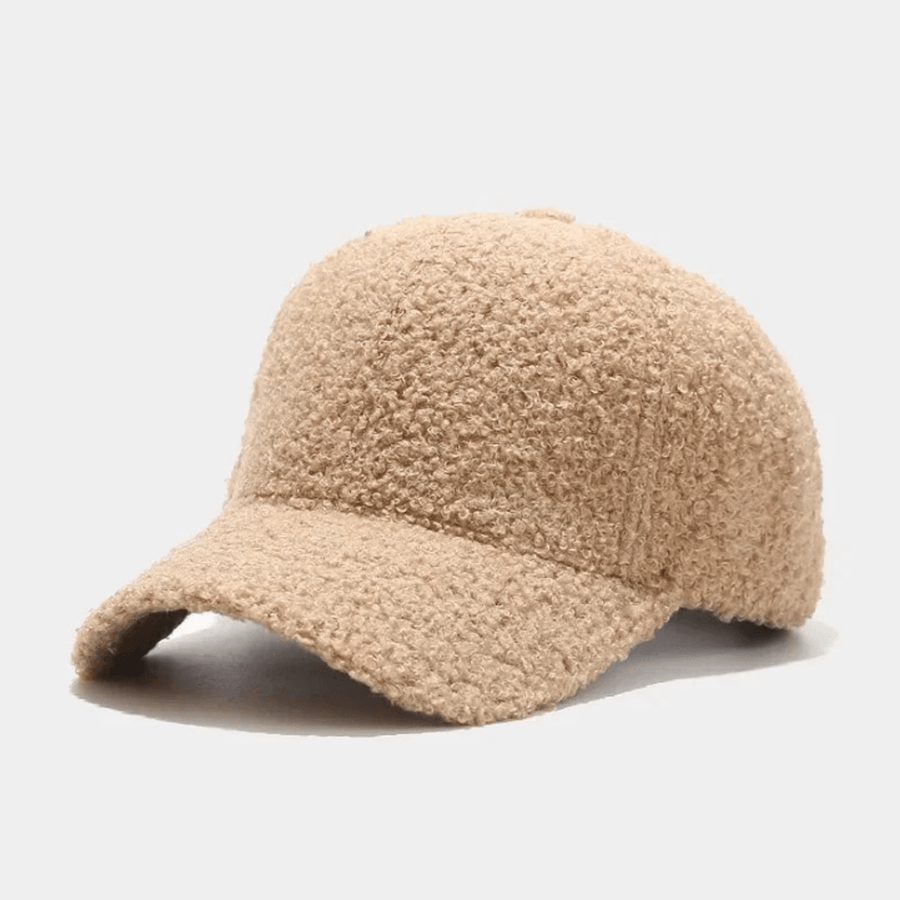 Texturerad baseballkeps i krämfärgad fleeceimitation, mjuk och bekväm