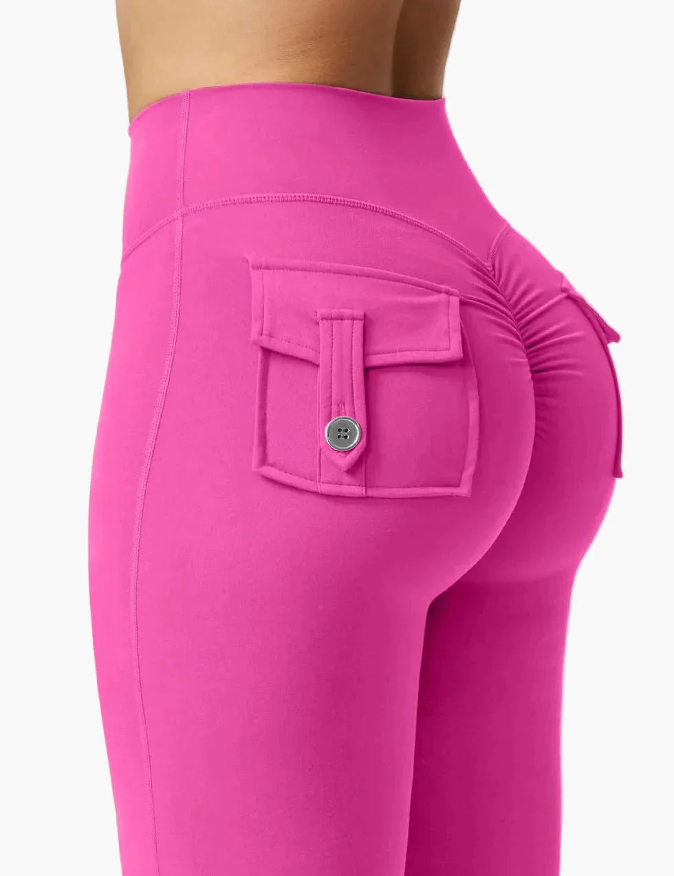Legging cargo de fitness femme coupe évasée push-up taille haute pour sport et loisirs