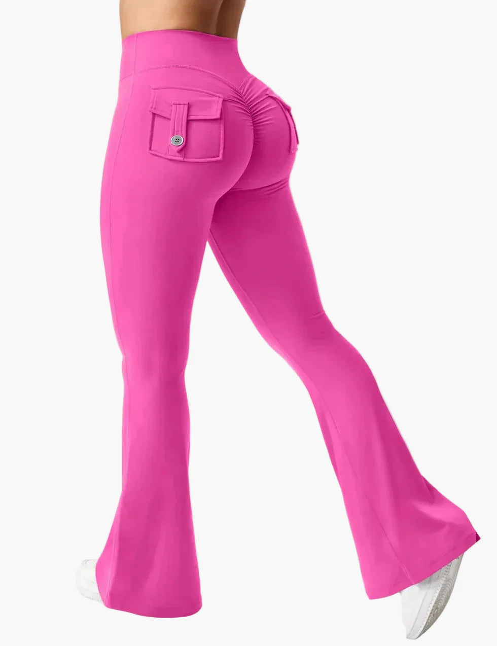 Legging cargo de fitness femme coupe évasée push-up taille haute pour sport et loisirs