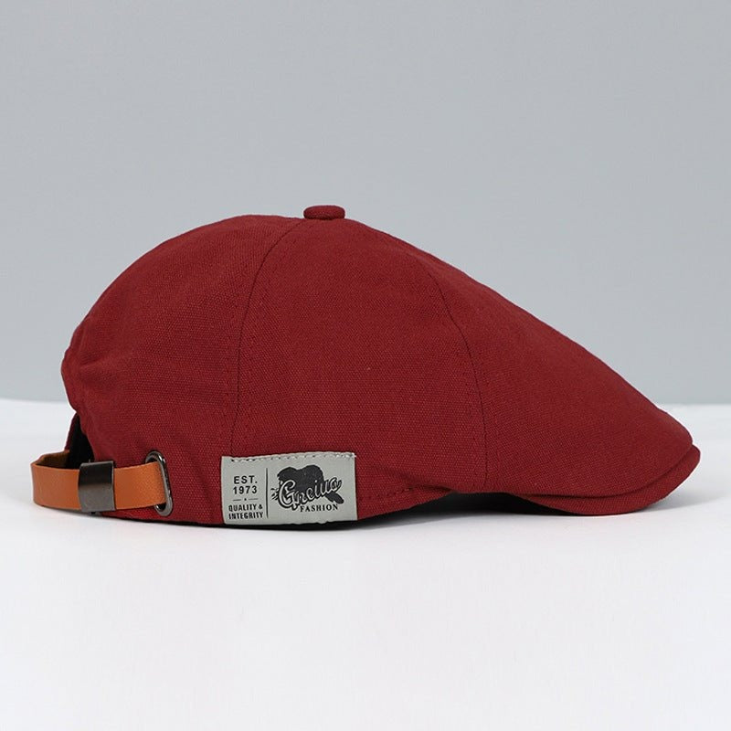 Gorra tipo boina plana gavroche unisex de tela, con correa ajustable