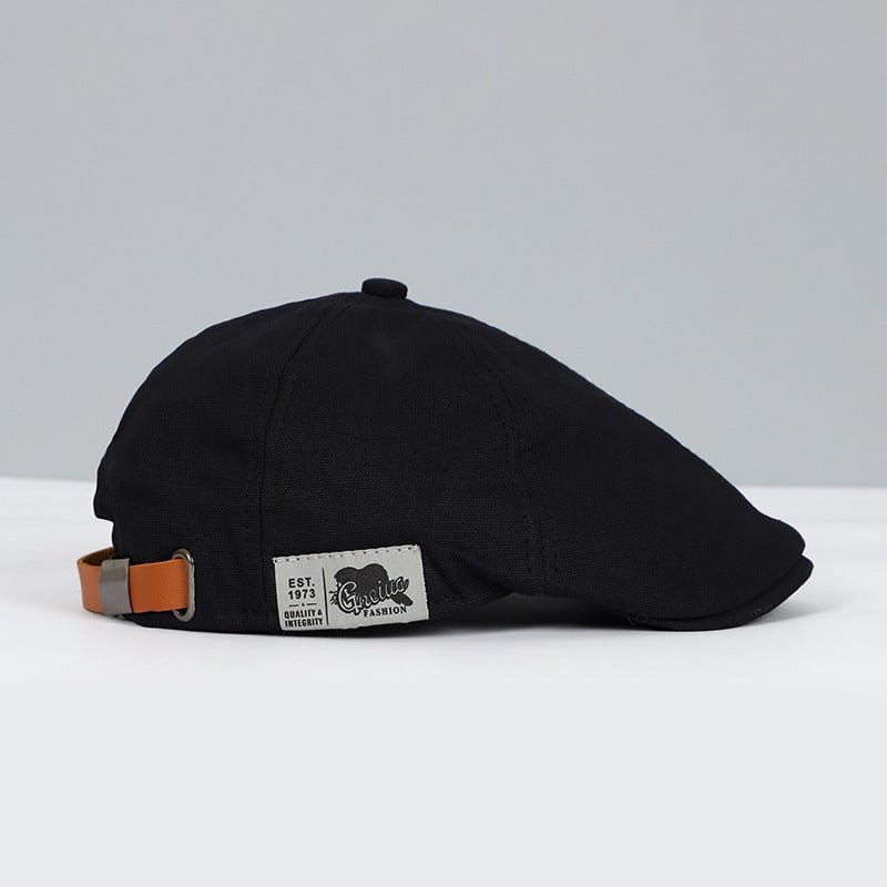 Gorra tipo boina plana gavroche unisex de tela, con correa ajustable