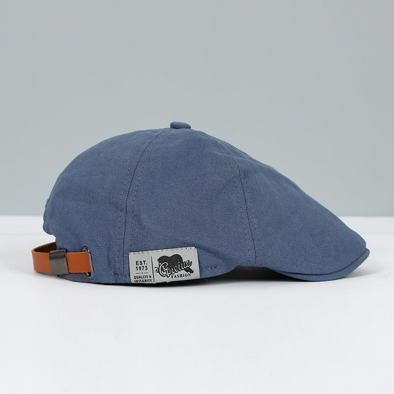 Gorra tipo boina plana gavroche unisex de tela, con correa ajustable