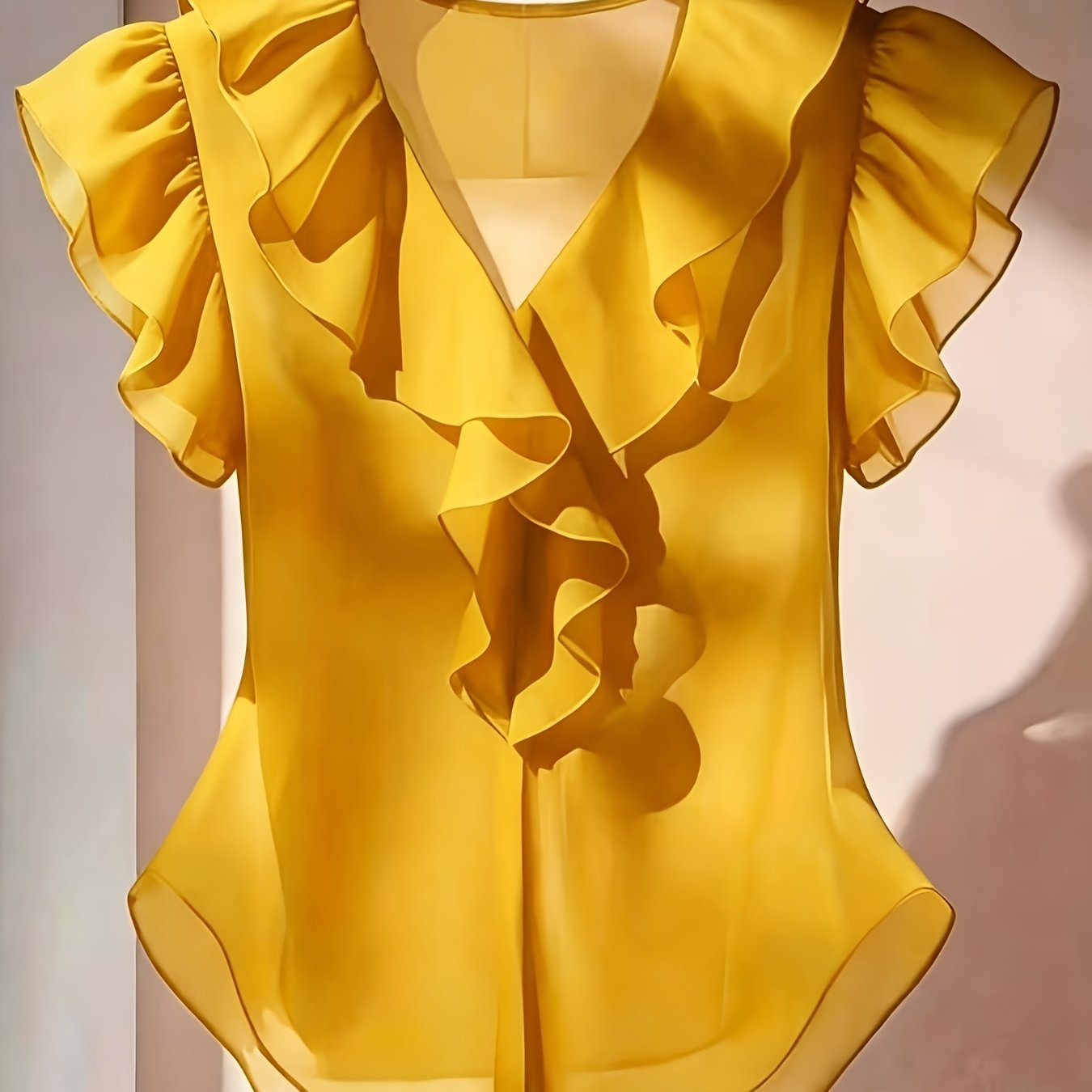 Blouse Femme Élégante à Volants Style Romantique pour Tenue Chic et Bureau