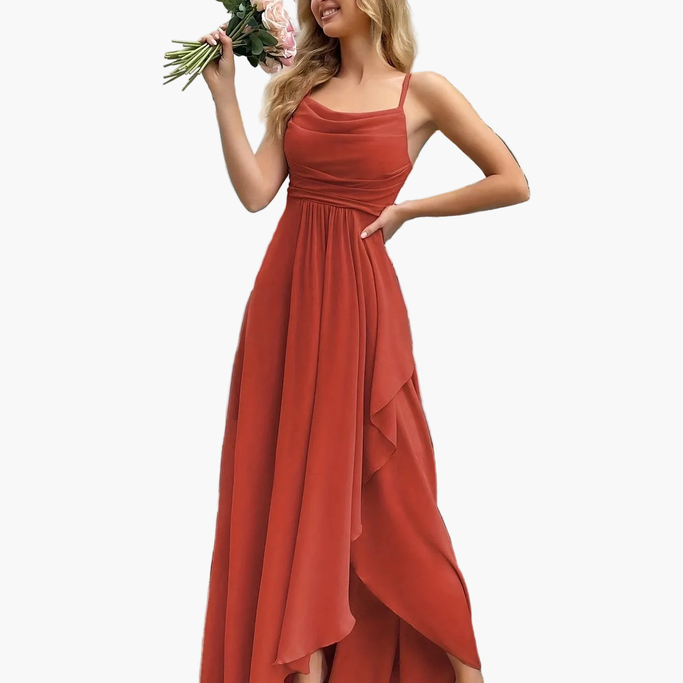 Robe de soirée élégante femme longue style fluide pour événements et cérémonies