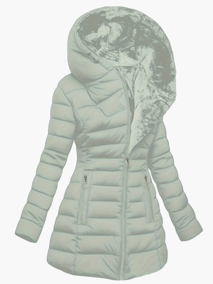 Manteau d'hiver élégant pour femme à capuche large – Style matelassé urbain