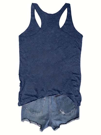 Camiseta sin mangas para mujer estilo bohemio con estampado floral campestre para el verano - Casual chic