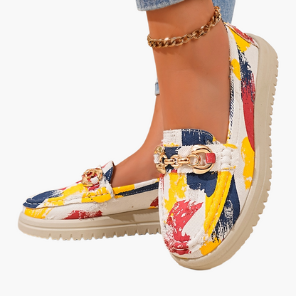 Mocassins Femme Style Décontracté Chic à Enfiler avec Chaîne Décorative – Mode Printemps
