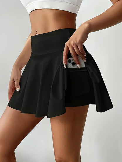 Jupe-short plissée de sport femme avec poche pratique, style décontracté, idéale pour le printemps et l'été