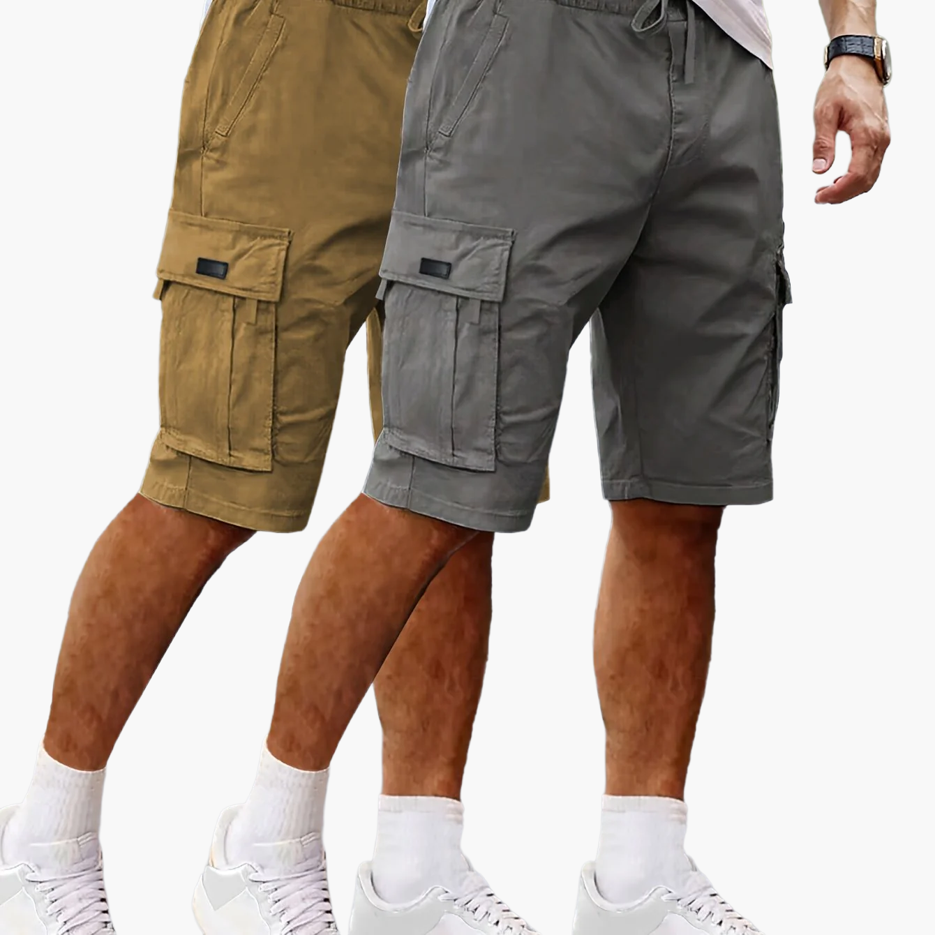 Shorts cargo casual da uomo 2 pezzi, stile urbano e versatile, ideali per il tempo libero e le attività all'aperto