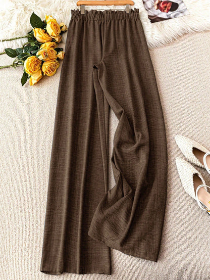 Pantalon large femme style décontracté à taille élastique – Idéal printemps et été