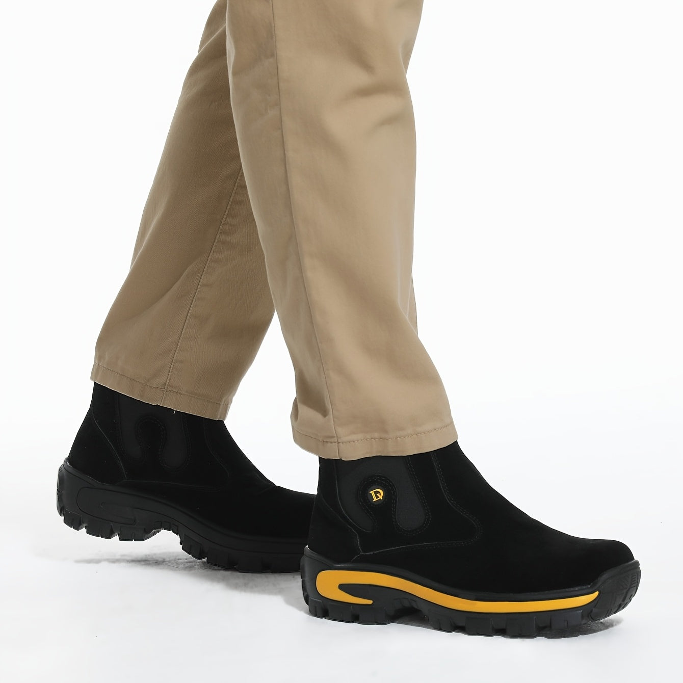 Bottes Chelsea Homme Robustes Semelle Crantée Jaune Noir