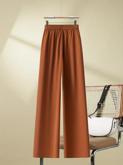 Pantalon large taille haute à boutons élégants pour femme - Style décontracté chic