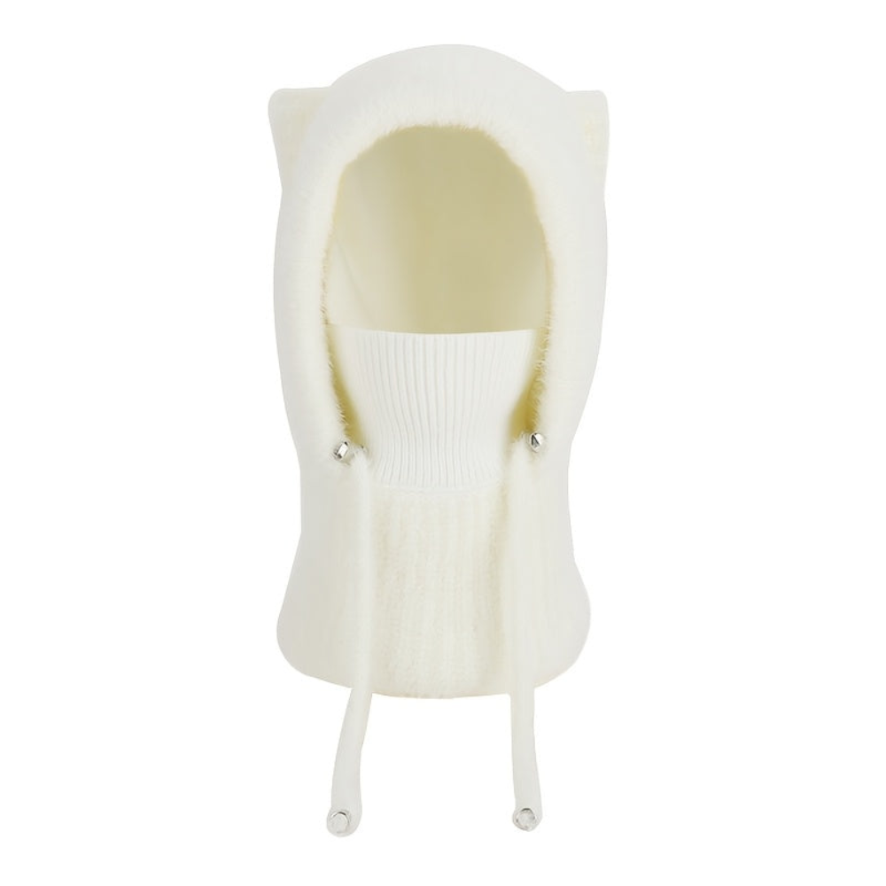 Cagoule tricotée femme avec oreilles de chat en matière douce
