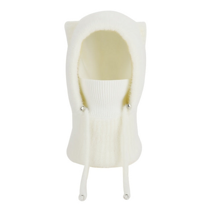 Cagoule tricotée femme avec oreilles de chat en matière douce