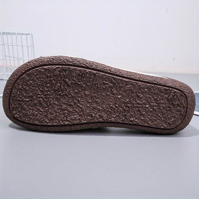 Mocassins Mule Femme Doublés Chauds Style Décontracté Marron