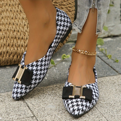 Ballerine donna con motivo pied-de-poule chic ed eleganti per tutti i giorni