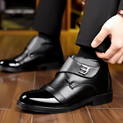 Chaussures montantes homme noires avec bout verni et patte auto-agrippante