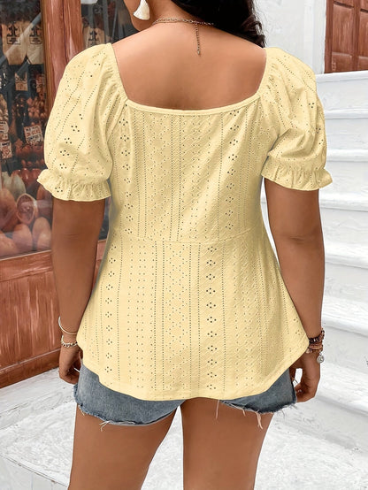 Women's Blouse with Puff Sleeves, Elegant Bohemian Style for Summer and Leisure