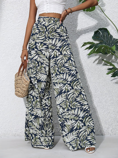 Pantalón ancho para mujer estilo tropical casual para playa y verano