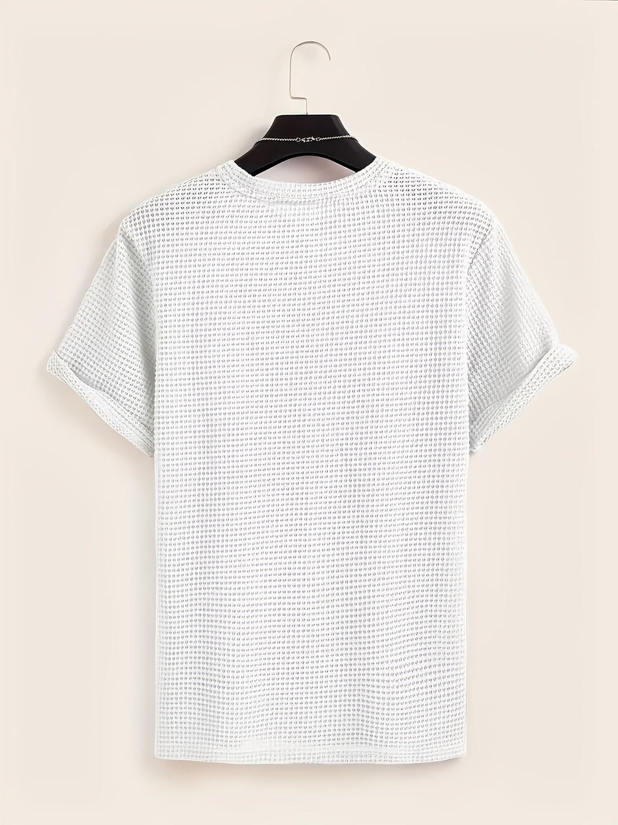 T-shirt décontracté à manches courtes pour homme style moderne avec texture ajourée
