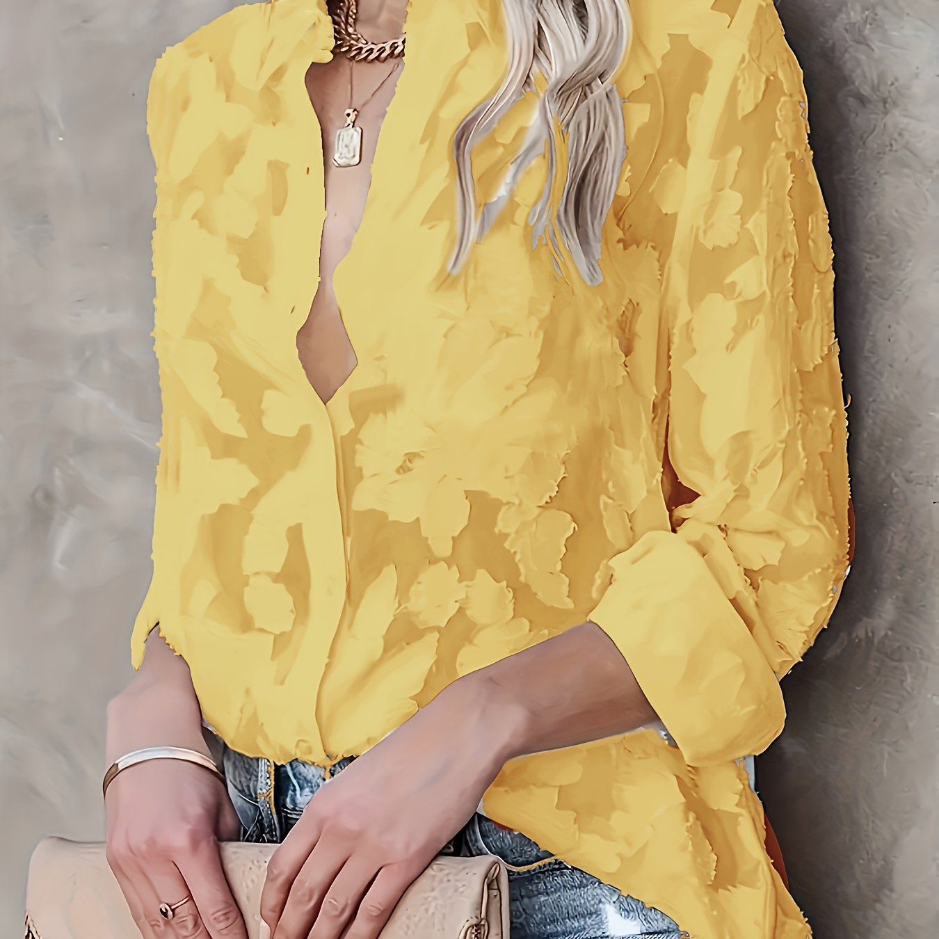 Elegant women's blouse with floral pattern, casual chic style for outings and office