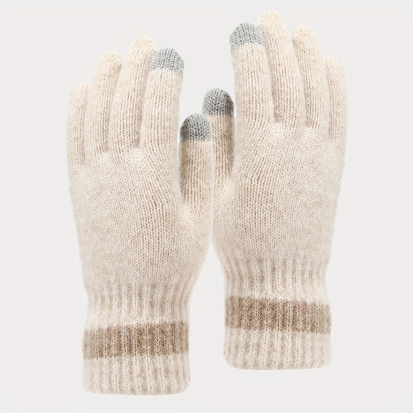 Ensemble Bonnet Écharpe Gants Tricoté Hiver avec Nœud Décoratif et Pompon pour Femme