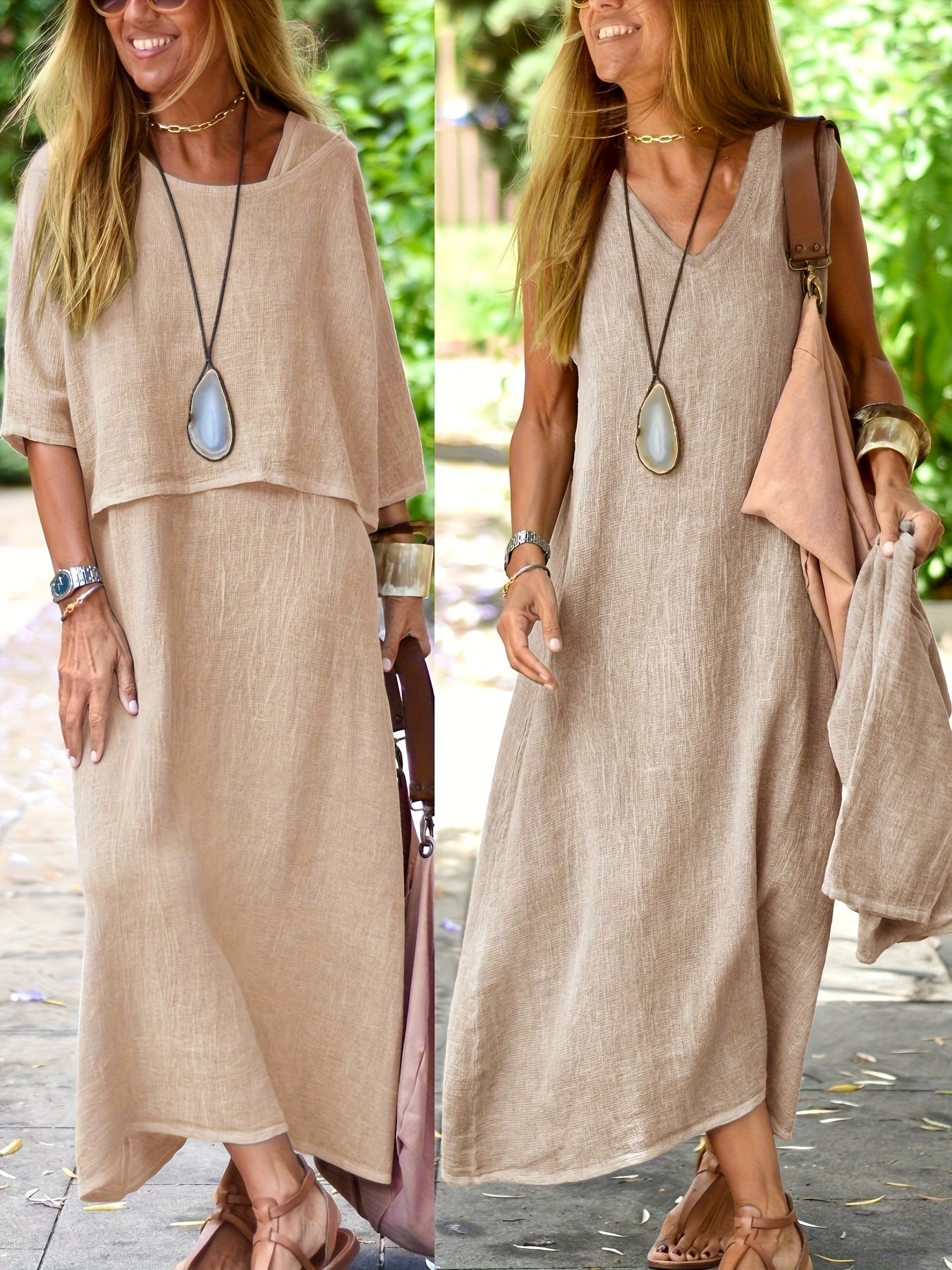 Długa sukienka boho casual dwuczęściowa damska wiosna lato