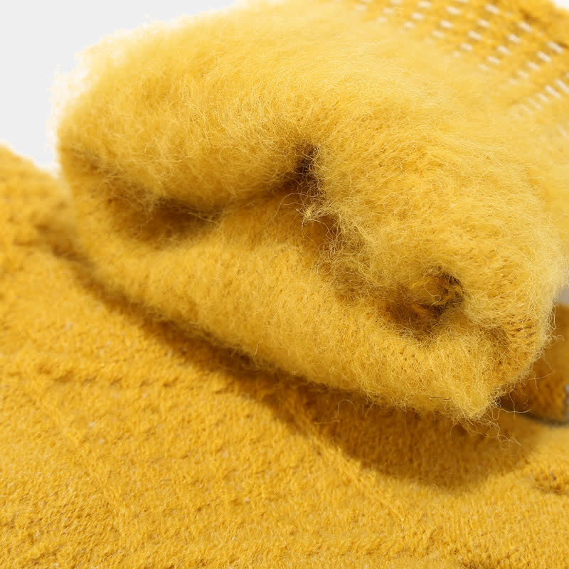 Set met wintermuts, sjaal en touchscreenhandschoenen - ruitmotief, geel