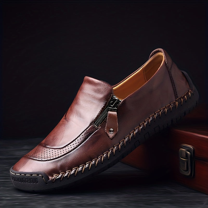 Mocassins décontractés vintage pour homme à fermeture éclair – Style urbain pour usage quotidien ou soirée