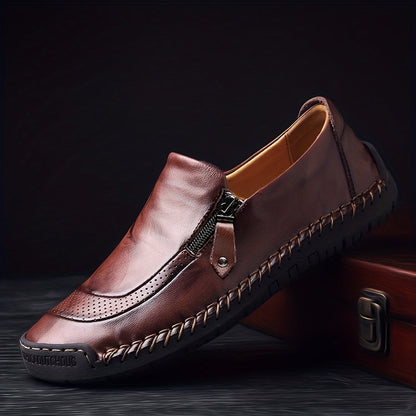 Mocassins décontractés vintage pour homme à fermeture éclair – Style urbain pour usage quotidien ou soirée