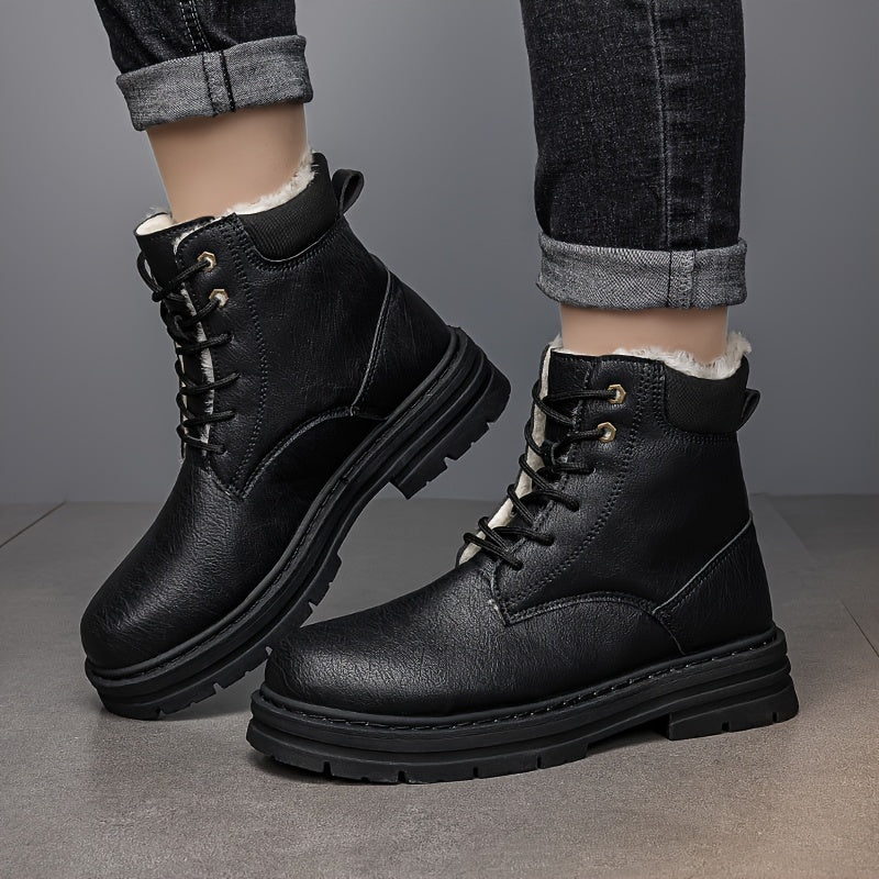 Bottes montantes homme fourrées chaudes à lacets, plusieurs coloris disponibles
