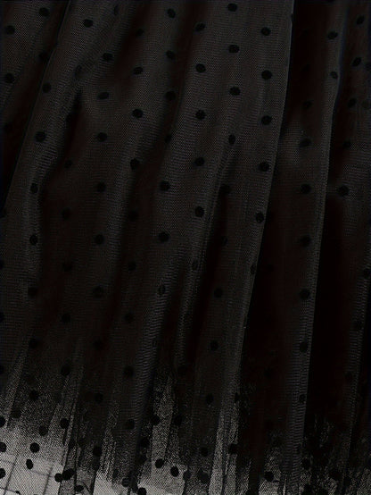 Gonna midi elegante a pois da donna, stile svasato chic, ideale per primavera ed estate