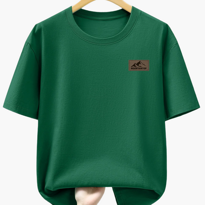 T-shirt casual męski w sportowym stylu z nadrukiem gór – Idealny na wypoczynek i weekend