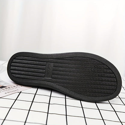 Pantoufles d'intérieur homme noires doublées, motif texturé discret, confortables et chaudes
