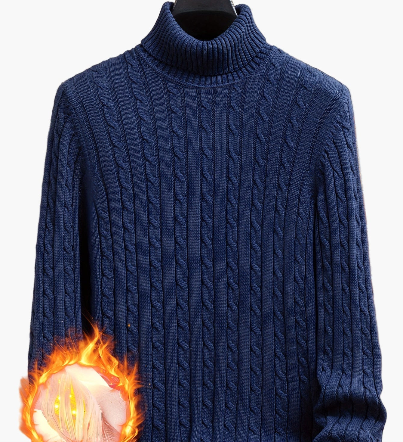 Pull à col roulé torsadé style décontracté pour homme - Manches longues, usage quotidien