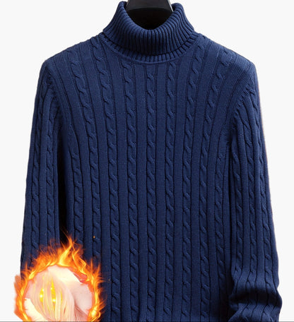 Pull à col roulé torsadé style décontracté pour homme - Manches longues, usage quotidien