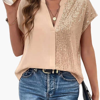Elegant women's blouse with a chic V-neck style for office and outings
