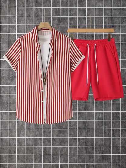 Avslappnad herroutfit med ränder, modern stil, perfekt för sommaren och semestern