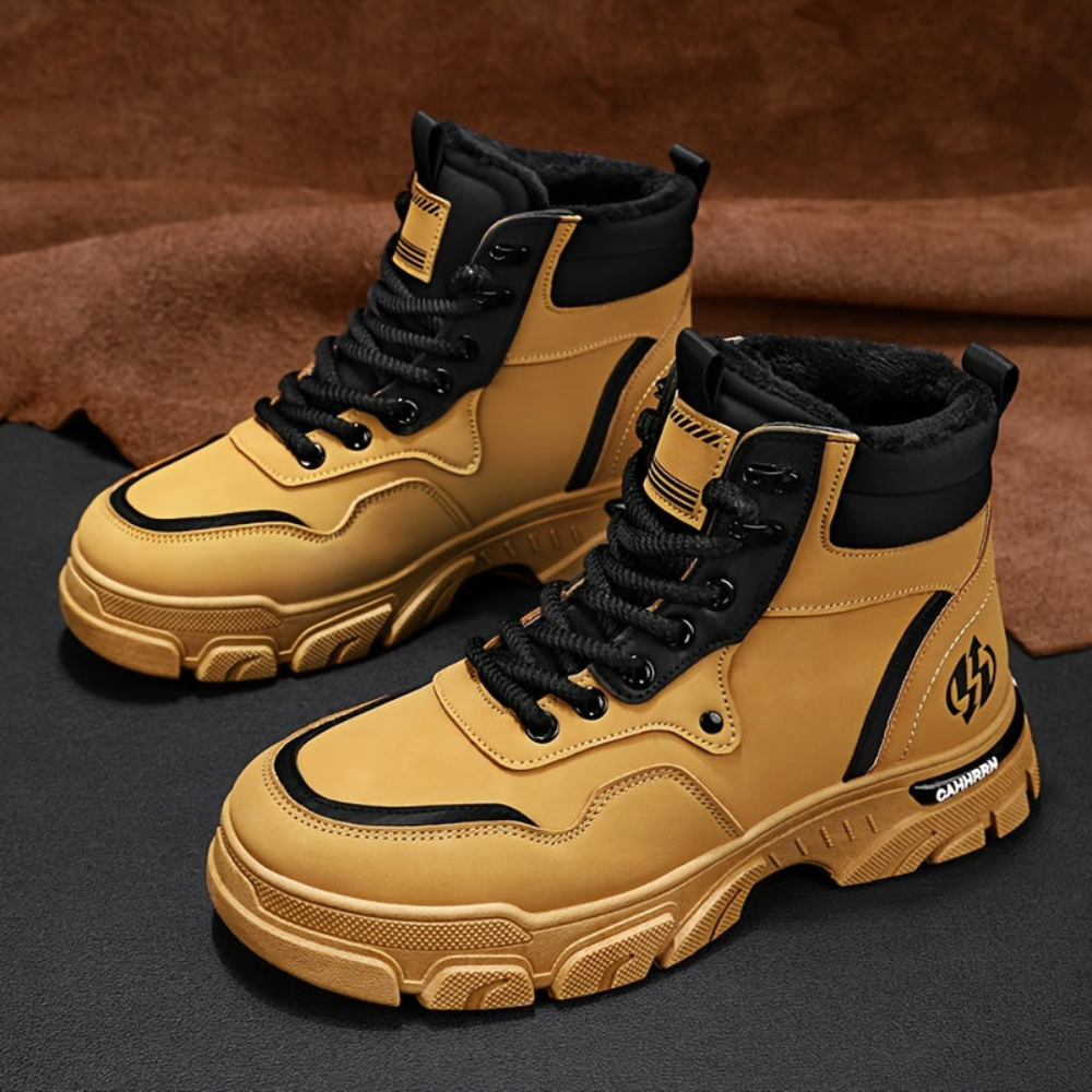 Bottes montantes pour homme, style décontracté, couleur unie