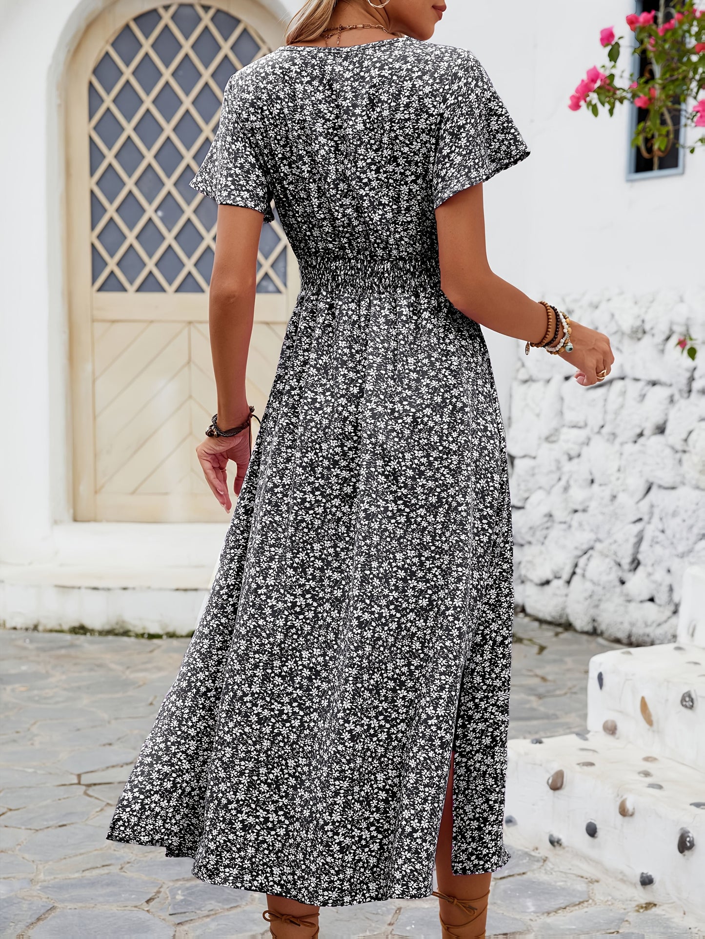 Abito lungo incrociato floreale stile bohémien da donna – Eleganza estiva e casual