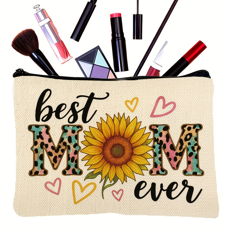 Modern Style Women's Pouch Mother's Day Gift – Best Mom Ever with Sunflower and Leopard Patterns