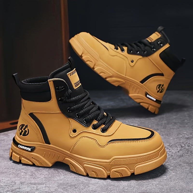 Bottes montantes pour homme, style décontracté, couleur unie