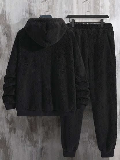 Ensemble Homme Loungewear Molleton Capuche et Pantalon Teddy Poil Long