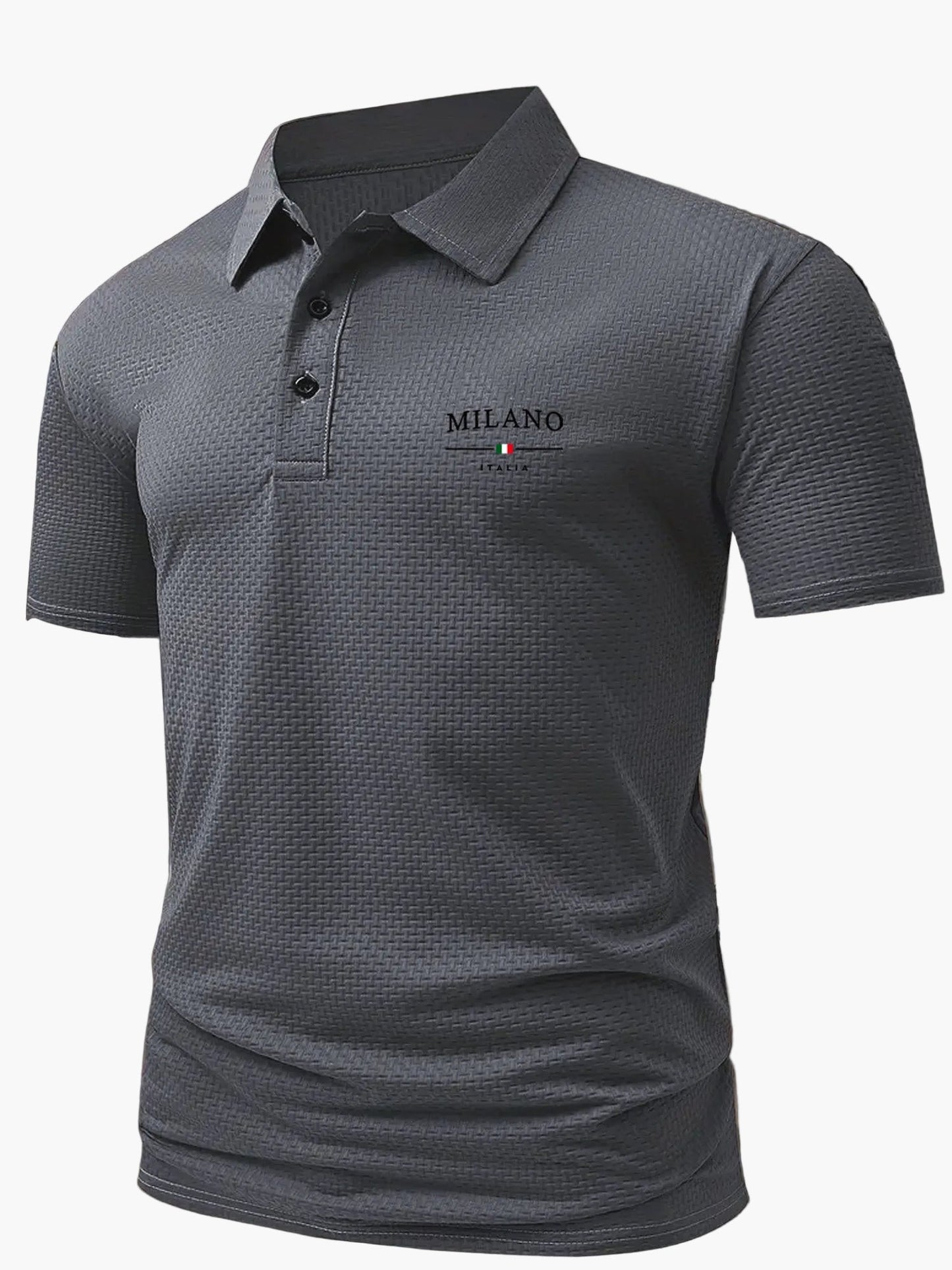 Elegantes Herren-Poloshirt im italienischen Stil mit geometrischem Muster für einen casual-chicen Look  